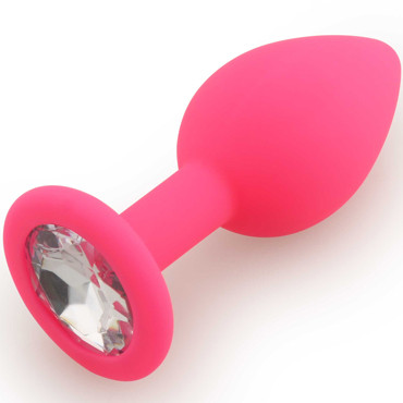 Play Secrets Silicone Butt Plug Small, розовый/прозрачный. Маленькая анальная пробка, из силикона с кристаллом