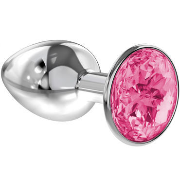 Lola Toys Diamond Sparkle Small, серебристая. Анальная пробка с розовым кристаллом