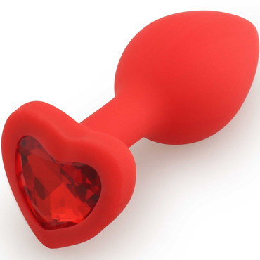 Play Secrets Silicone Butt Plug Heart Shape Small, красный/красный. Малая анальная пробка с кристаллом в форме сердца