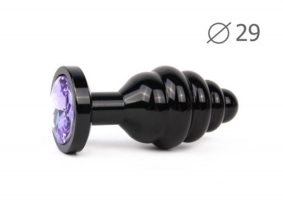 Втулка анальная "black plug small" (чёрная), l 71 мм d 29 мм, вес 60г, цвет кристалла светло-фиолетовый арт. abck-15-s