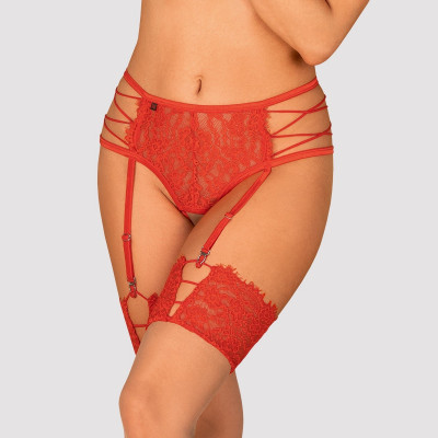 Rediosa garter belt пояс с открытой ластовицей красный, S/M арт.32514