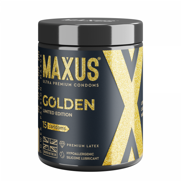 ПРЕЗЕРВАТИВЫ MAXUS GOLDEN № 15 LIMITED EDITION (гладкие) в кейсе, арт. 0901-197