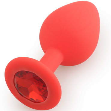 Play Secrets Silicone Butt Plug Medium, красный/красный. Средняя анальная пробка, из силикона с кристаллом