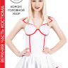 Верхняя часть костюма «Медсестра», Pecado BDSM, корсет, головной убор, бело-красный, 40