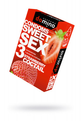 Презервативы Domino, sweet sex, латекс, клубника, 18 см, 5,2 см, 3 шт.