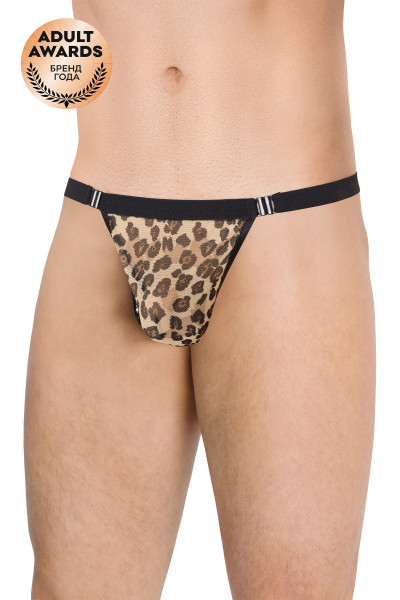 Стринги мужские с крупным принтом леопард SoftLine Collection, леопардовый, OS